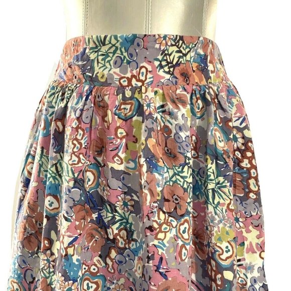 Bella Bird M Skirt Pretty Colorful Floral Artsy Full Lace Hem Elastic Waist CUTE - Picture 2 of 8